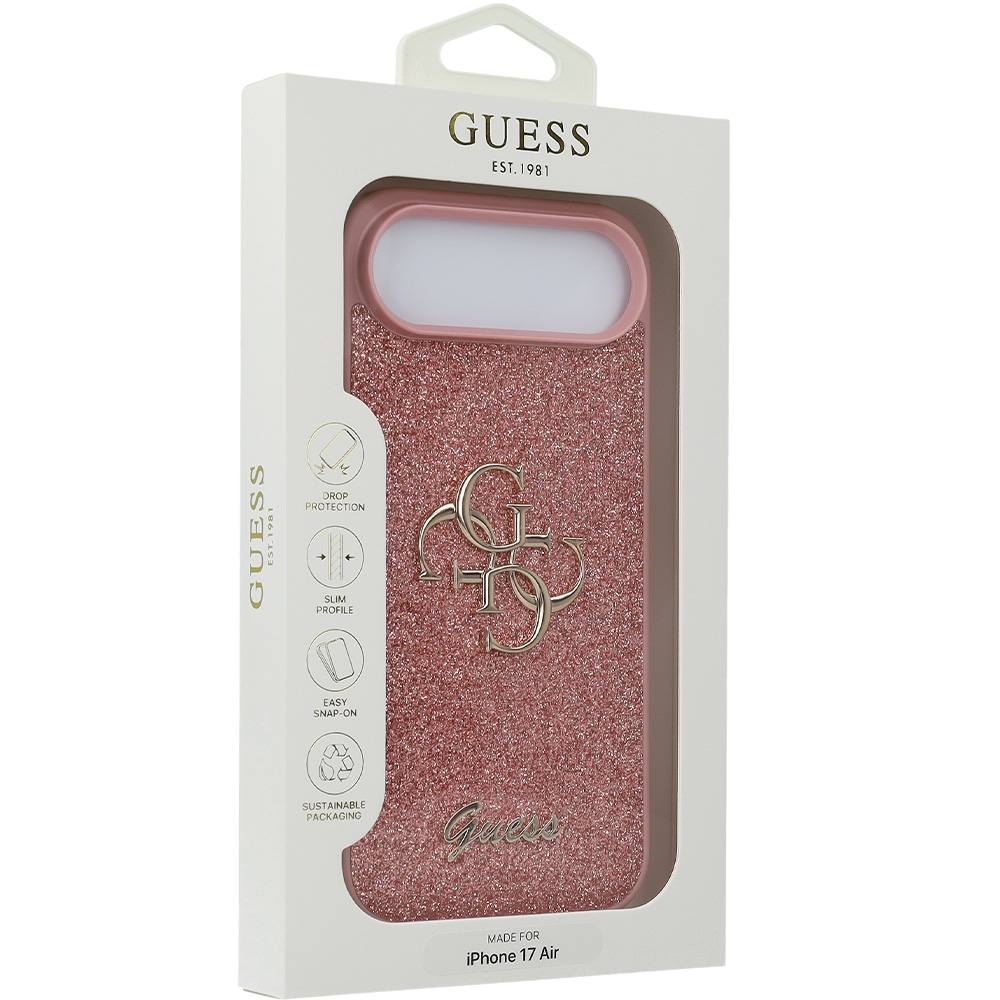Etui Guess Fixed Glitter Big 4G do iPhone Air, różowo-brokatowe